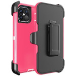 Premium Armor Heavy Duty Case with Clip for iPhone 14 6.1 (Pink/White)